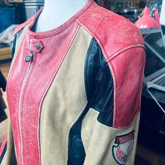 Harley Davidson Vintage RARE Suede and Leather Tri-color Riding Jacket - Picture 2 of 11